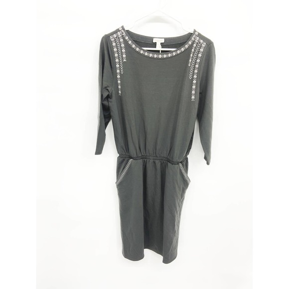 Womens Garnet Hill Knee Length Casual Dress Embroidered Long Sleeve Size S NWT - Picture 1 of 6